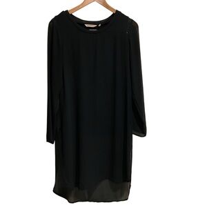 Soft Surroundings Jennifer Tunic Top Black Sheer Long Sleeve